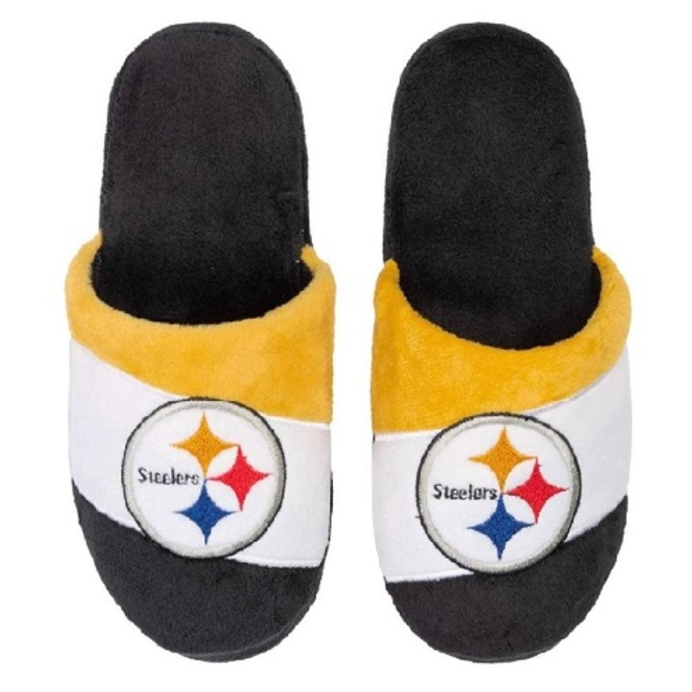 🆕🏈 PITTSBURGH STEELERS COLOR BLOCK SLIDE SLIPPERS - MEN - NFL